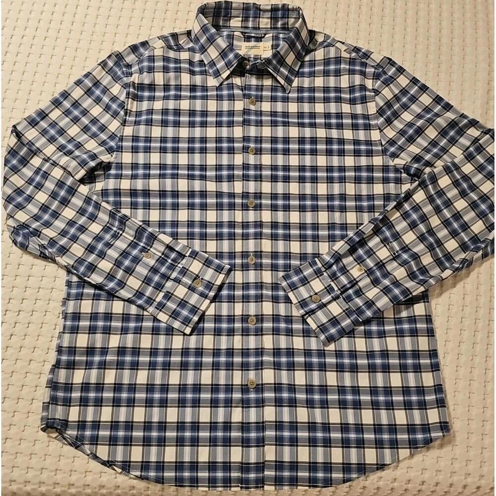 Fair Harbor Ultra Stretch Flannel Plaid Shirt Men’s Medium Blue‎ Check NWOT